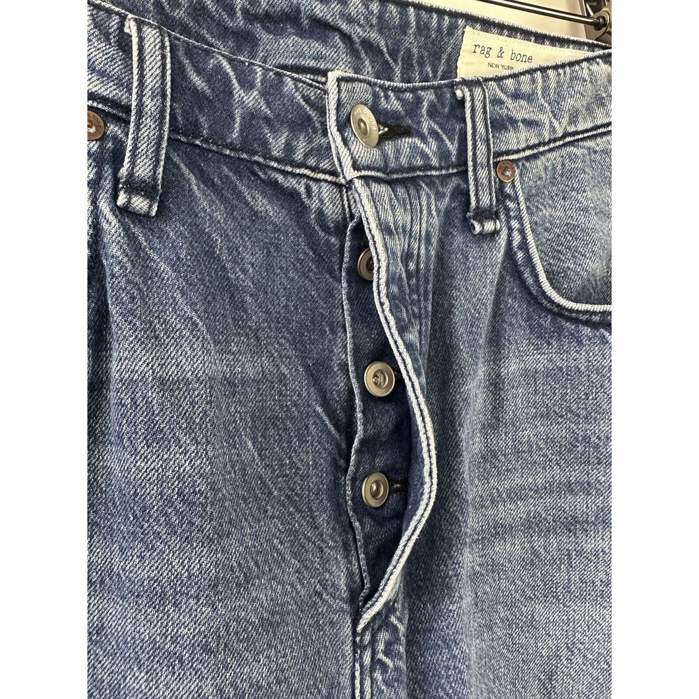 Rag & Bone Rosa Mid-Rise Boyfriend Jeans in Malibu Blue Denim Button Fly Size 34 - Picture 11 of 16